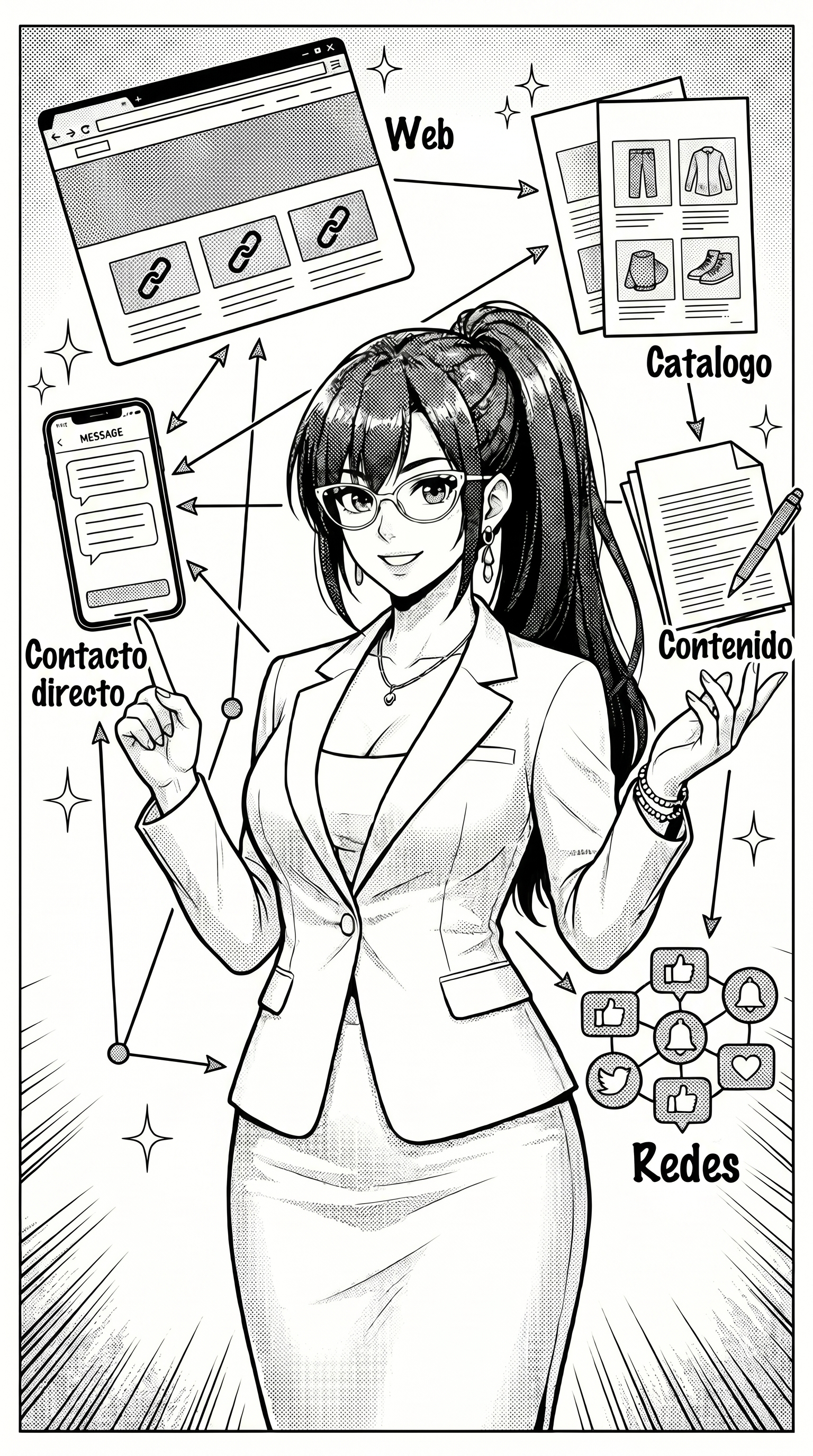 Maya en estilo manga como imagen editorial del Sistema de Comercio Digital